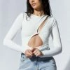 WXI Nadine Twist Front Cut Out Bodysuit - White All Tops