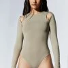 WXI Charli Cut Out Long Sleeve Bodysuit - Taupe