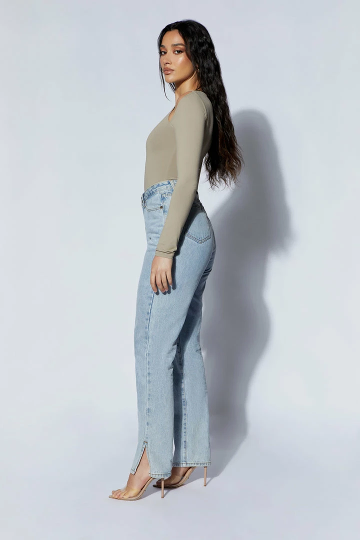 WXI Charli Cut Out Long Sleeve Bodysuit - Taupe 4 WXI Charli Cut Out Long Sleeve Bodysuit - Taupe