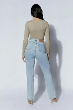 WXI Charli Cut Out Long Sleeve Bodysuit - Taupe