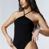 ROM Arden Halter Neck Ribbed Bodysuit - Black All Tops