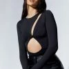 WXI Nadine Twist Front Cut Out Bodysuit - Black All Tops