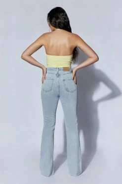 ROM Arden Halter Neck Ribbed Bodysuit - Yellow All Tops