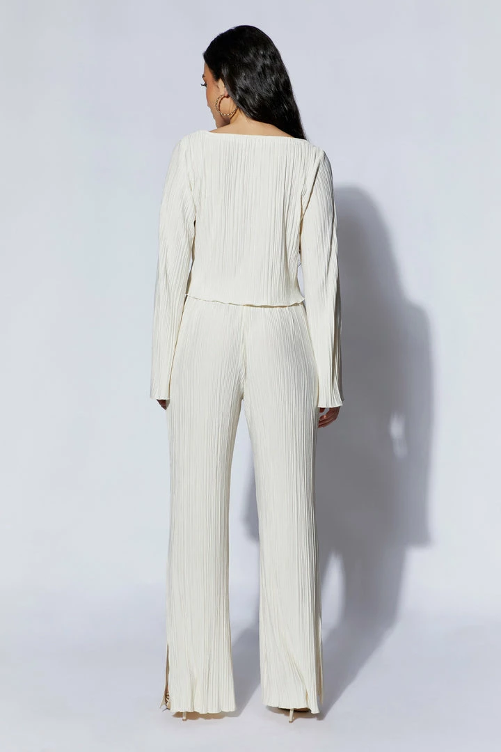 WNT Two Piece Sets Mehru Crinkle Flare Sleeve Top With Hardware - Wheat 2 WNT Two Piece Sets Mehru Crinkle Flare Sleeve Top With Hardware - Wheat