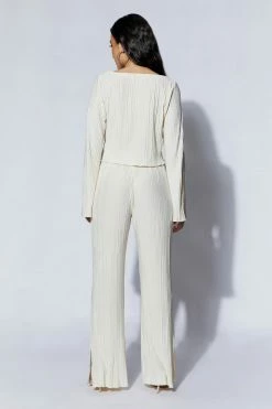 WNT Two Piece Sets Mehru Crinkle Straight Leg Pant - Wheat