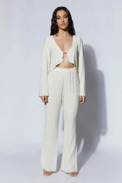 WNT Two Piece Sets Mehru Crinkle Flare Sleeve Top With Hardware - Wheat 16 WNT Two Piece Sets Mehru Crinkle Flare Sleeve Top With Hardware - Wheat