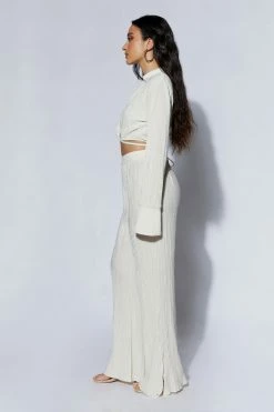 WNT Two Piece Sets Mehru Crinkle Straight Leg Pant - Wheat