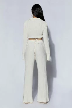 WNT Two Piece Sets Mehru Crinkle Straight Leg Pant - Wheat