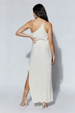 WNT DRESSES Pari Crinkle Maxi Dress With High Split - Wheat