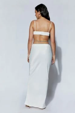 JLW Havva Diamante Trim Maxi Skirt - White