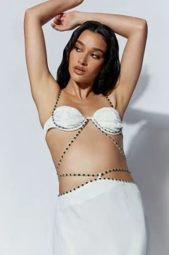 JLW Farah Diamante Trim Bralette - White Two Piece Sets 13 JLW Farah Diamante Trim Bralette - White Two Piece Sets