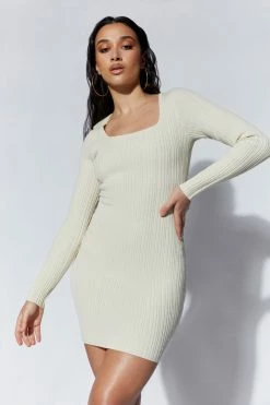 EMS Solange Recycled Scoop Neck Knit Mini Dress - Cream