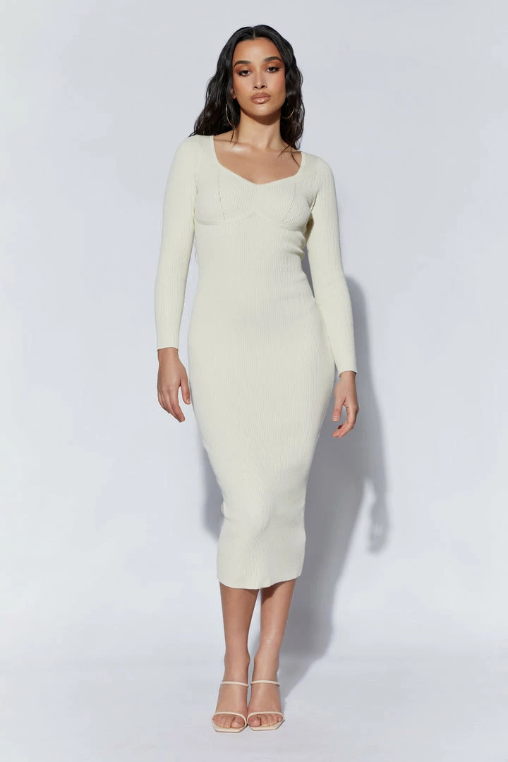 EMS Gillian Recycled Knit Midi Dress - Cream 6 EMS Gillian Recycled Knit Midi Dress - Cream