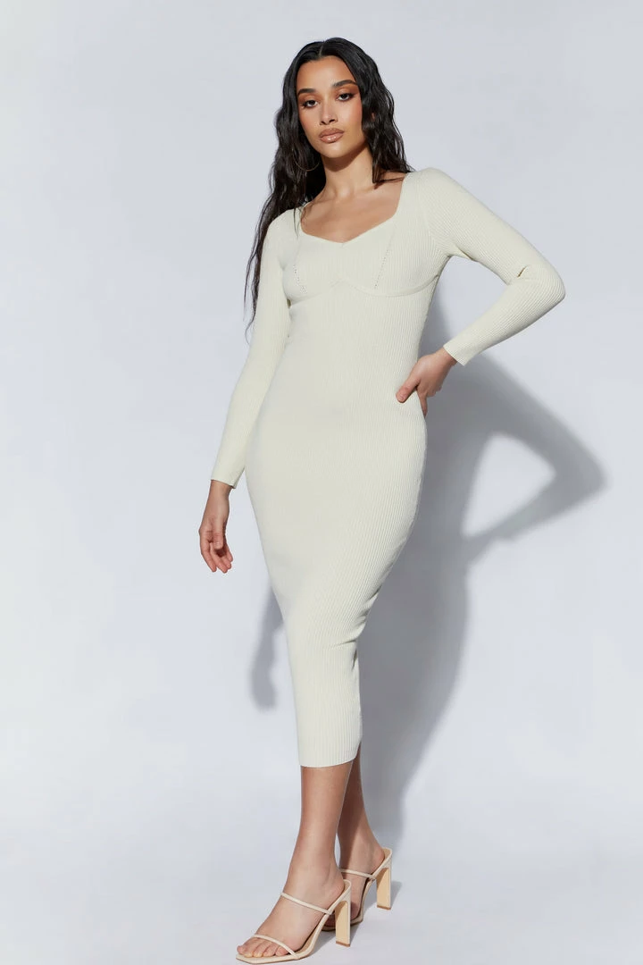 EMS Gillian Recycled Knit Midi Dress - Cream 1 EMS Gillian Recycled Knit Midi Dress - Cream