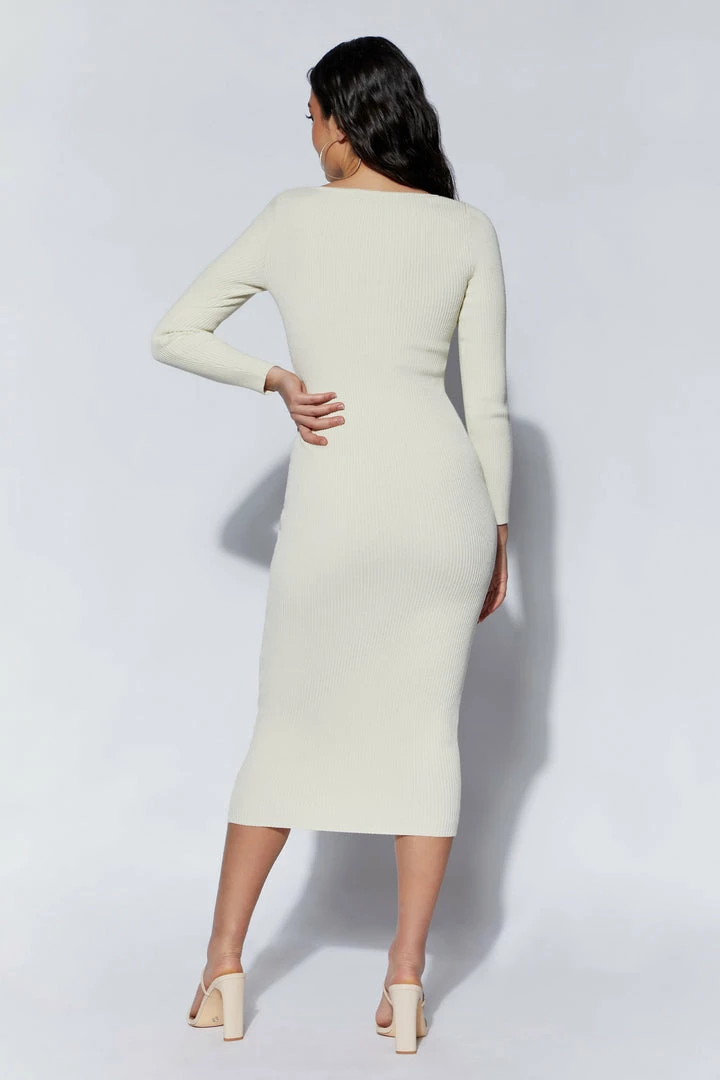 EMS Gillian Recycled Knit Midi Dress - Cream 2 EMS Gillian Recycled Knit Midi Dress - Cream