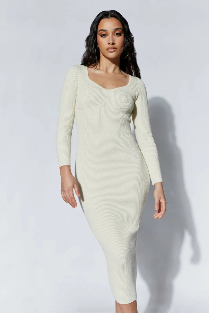 EMS Gillian Recycled Knit Midi Dress - Cream 5 EMS Gillian Recycled Knit Midi Dress - Cream