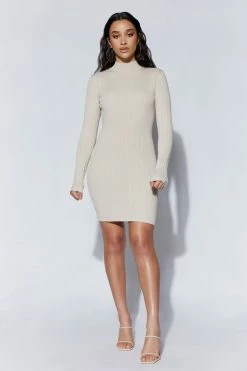 EMS DRESSES Layla Recycled Knit Mini Dress - Stone 12 EMS DRESSES Layla Recycled Knit Mini Dress - Stone