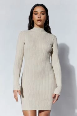 EMS DRESSES Layla Recycled Knit Mini Dress - Stone