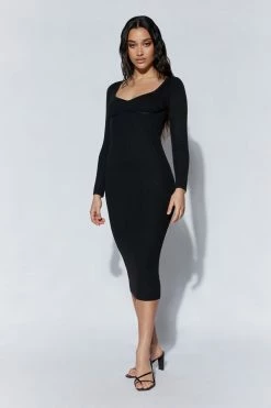 EMS DRESSES Gillian Recycled Knit Midi Dress - Black