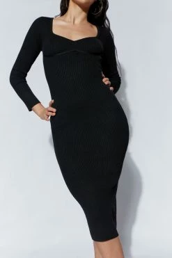 EMS DRESSES Gillian Recycled Knit Midi Dress - Black