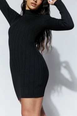 EMS DRESSES Layla Recycled Knit Mini Dress - Black 12 EMS DRESSES Layla Recycled Knit Mini Dress - Black