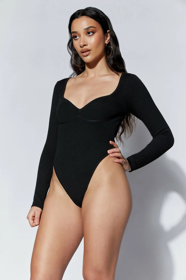 EMS Rinna Recycled Knit Scoop Neck Bodysuit - Black 5 EMS Rinna Recycled Knit Scoop Neck Bodysuit - Black