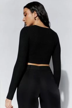 EMS Cameron Knit Crop Top - Black All Tops