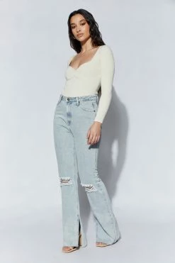 EMS All Tops Rinna Recycled Knit Scoop Neck Bodysuit - Cream 9 EMS All Tops Rinna Recycled Knit Scoop Neck Bodysuit - Cream