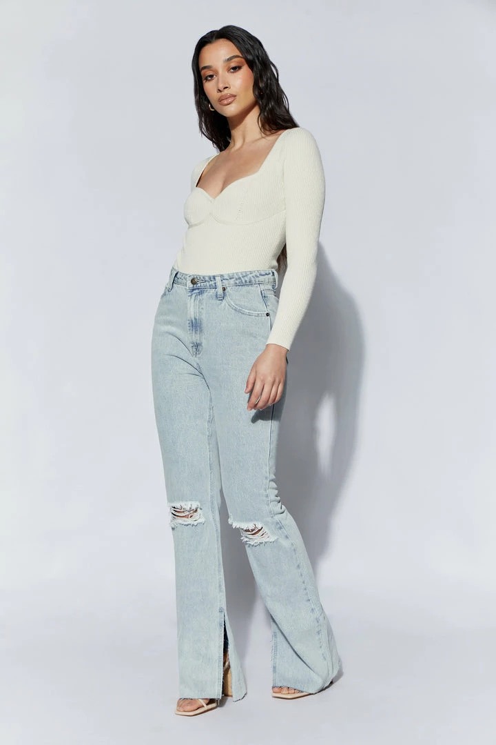 EMS All Tops Rinna Recycled Knit Scoop Neck Bodysuit - Cream 3 EMS All Tops Rinna Recycled Knit Scoop Neck Bodysuit - Cream