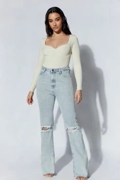 EMS All Tops Rinna Recycled Knit Scoop Neck Bodysuit - Cream 12 EMS All Tops Rinna Recycled Knit Scoop Neck Bodysuit - Cream