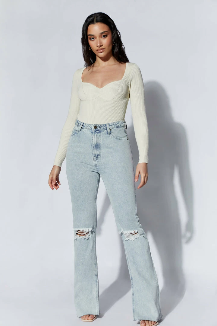 EMS All Tops Rinna Recycled Knit Scoop Neck Bodysuit - Cream 6 EMS All Tops Rinna Recycled Knit Scoop Neck Bodysuit - Cream