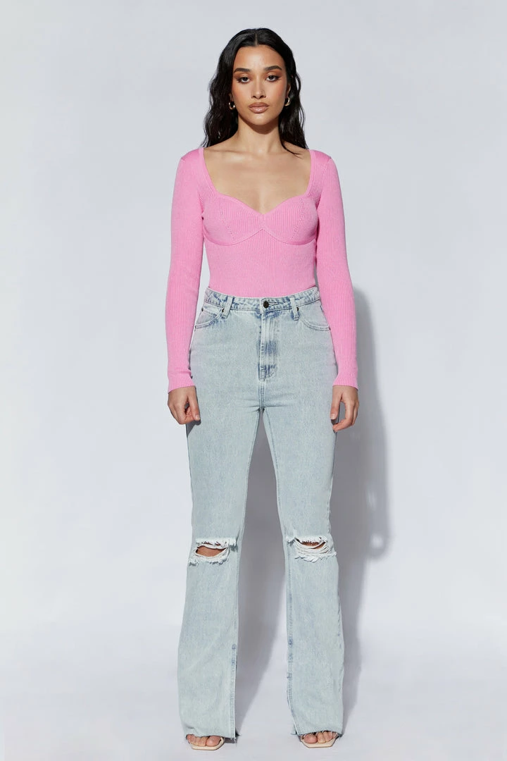 EMS Rinna Recycled Knit Scoop Neck Bodysuit - Pink 6 EMS Rinna Recycled Knit Scoop Neck Bodysuit - Pink