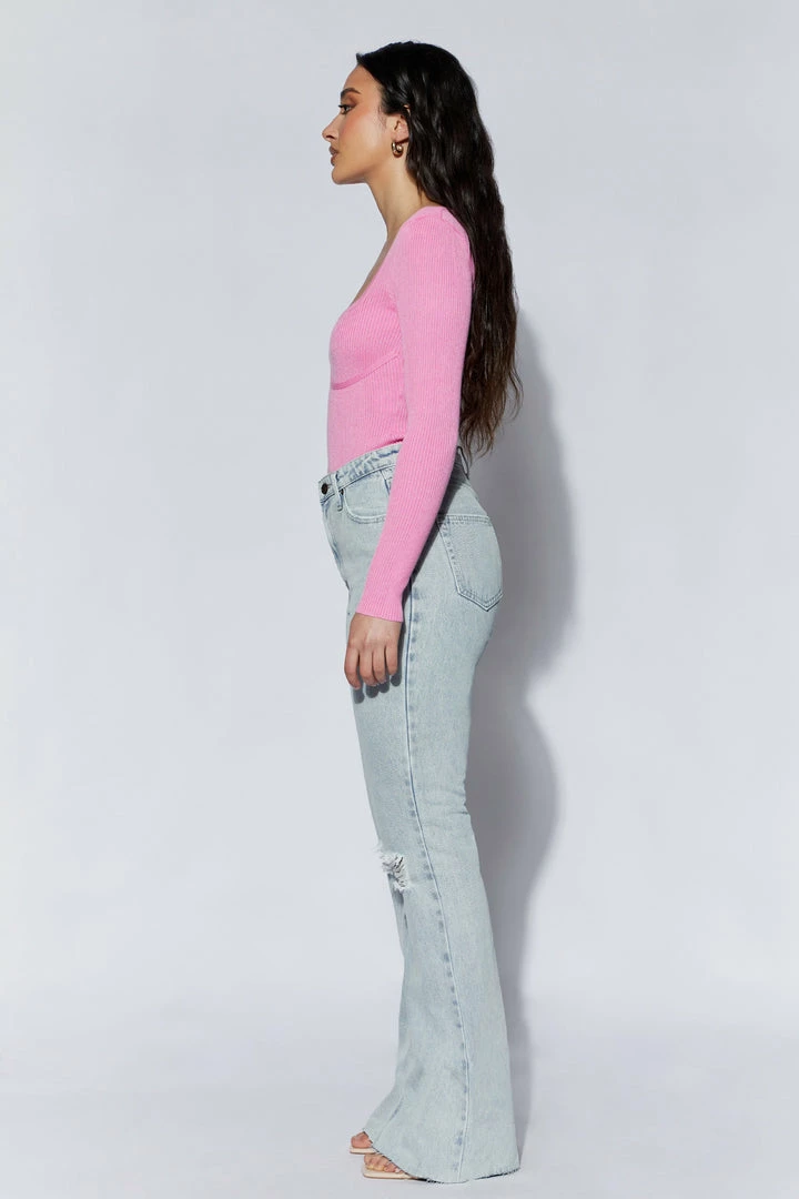 EMS Rinna Recycled Knit Scoop Neck Bodysuit - Pink 4 EMS Rinna Recycled Knit Scoop Neck Bodysuit - Pink