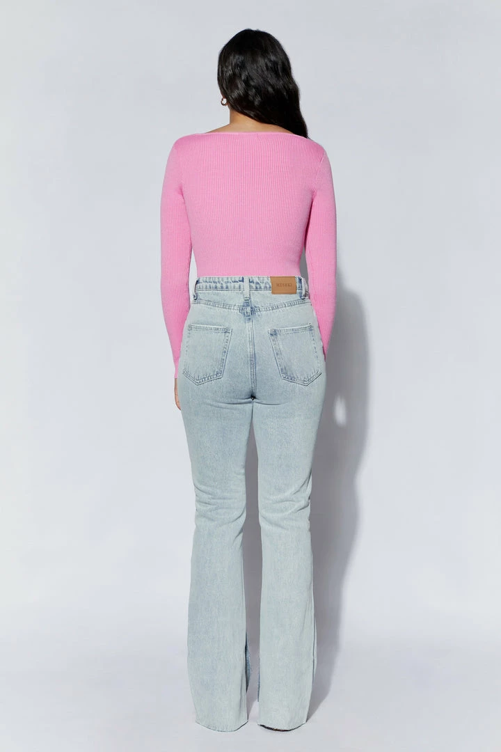 EMS Rinna Recycled Knit Scoop Neck Bodysuit - Pink 2 EMS Rinna Recycled Knit Scoop Neck Bodysuit - Pink