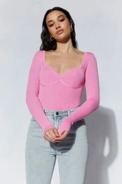 EMS Rinna Recycled Knit Scoop Neck Bodysuit - Pink 14 EMS Rinna Recycled Knit Scoop Neck Bodysuit - Pink