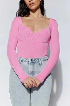 EMS Rinna Recycled Knit Scoop Neck Bodysuit - Pink 10 EMS Rinna Recycled Knit Scoop Neck Bodysuit - Pink