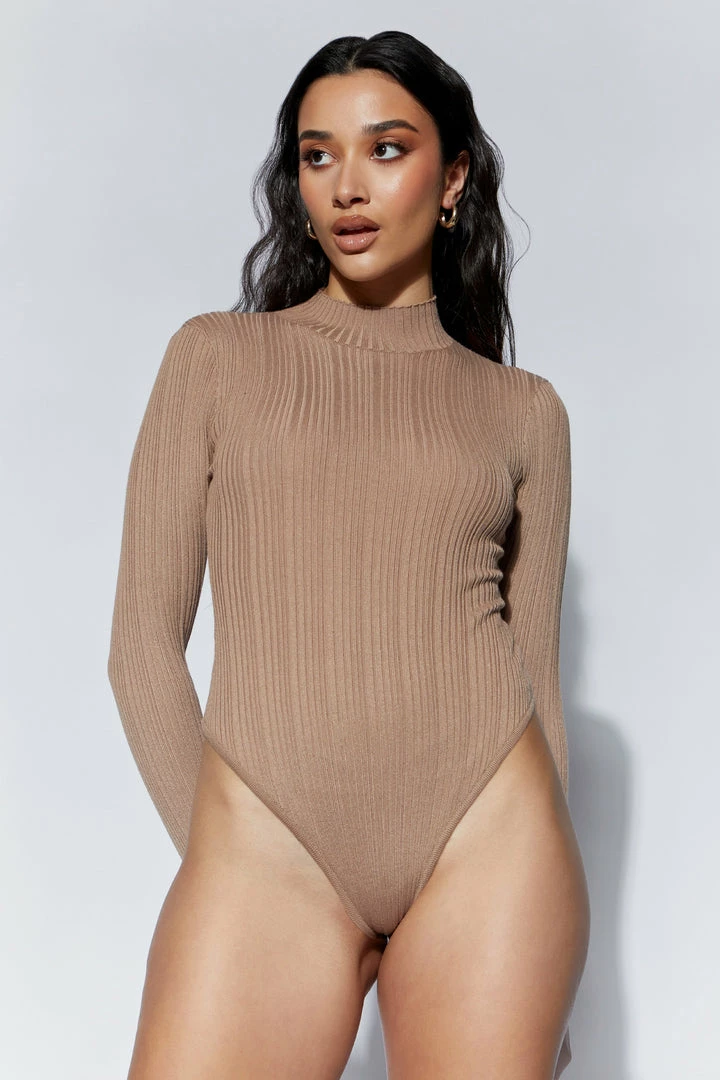 EMS Ruthie Recycled Knit Long Sleeve Bodysuit - Mocha All Tops 6 EMS Ruthie Recycled Knit Long Sleeve Bodysuit - Mocha All Tops