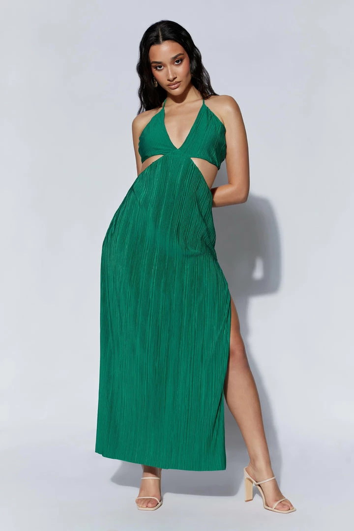 WNT DRESSES Nava Crinkle Halter Cut Out Maxi Dress - Emerald 5 WNT DRESSES Nava Crinkle Halter Cut Out Maxi Dress - Emerald