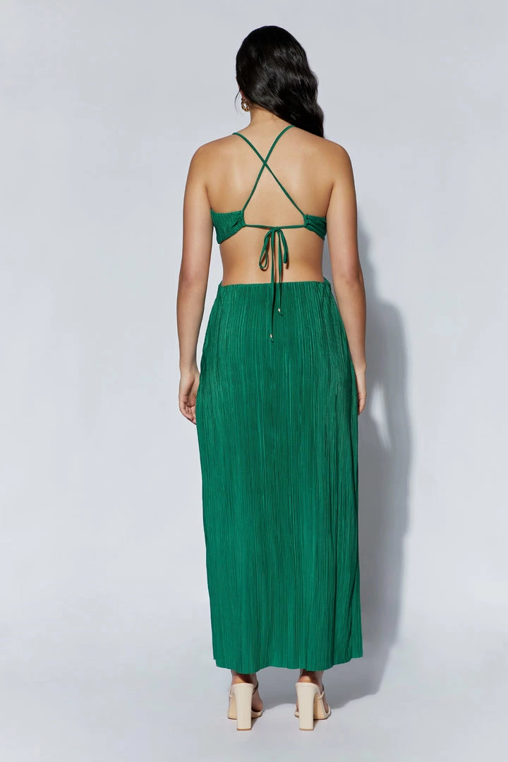 WNT DRESSES Nava Crinkle Halter Cut Out Maxi Dress - Emerald 2 WNT DRESSES Nava Crinkle Halter Cut Out Maxi Dress - Emerald