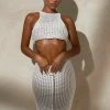 SKY Two Piece Sets Raquel Crochet Lace Up Back Top - Cream