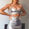 WXI All Tops Zumi Metallic Crop Top - Silver