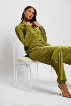 WNT Aytan Pleated Wide Leg Trouser - Olive