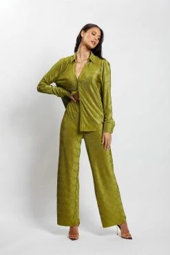 WNT Aytan Pleated Wide Leg Trouser - Olive