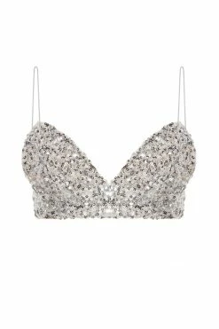 (None) Blair Full Sequin Triangle Top - Silver All Tops