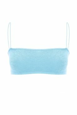 WNG Marina Terry Towelling Thin Strap Crop Top - Blue 19 WNG Marina Terry Towelling Thin Strap Crop Top - Blue