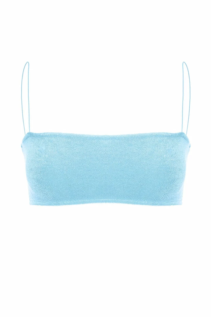 WNG Marina Terry Towelling Thin Strap Crop Top - Blue 10 WNG Marina Terry Towelling Thin Strap Crop Top - Blue