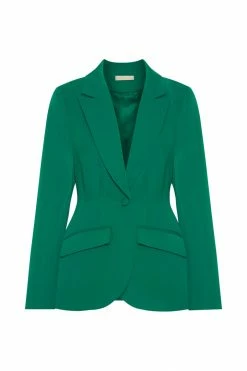 WNT Helda Fitted Cinched Waist Blazer - Bottle Green Desk To Dinner