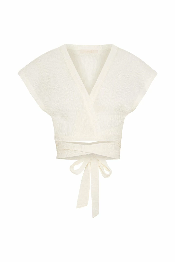 HSH Rosa Crinkle Satin Crop Top - Ivory All Tops 12 HSH Rosa Crinkle Satin Crop Top - Ivory All Tops