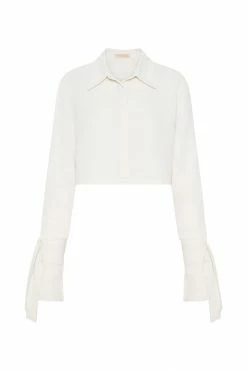 QNG Issy Cropped Shirt - Ivory All Tops 11 QNG Issy Cropped Shirt - Ivory All Tops