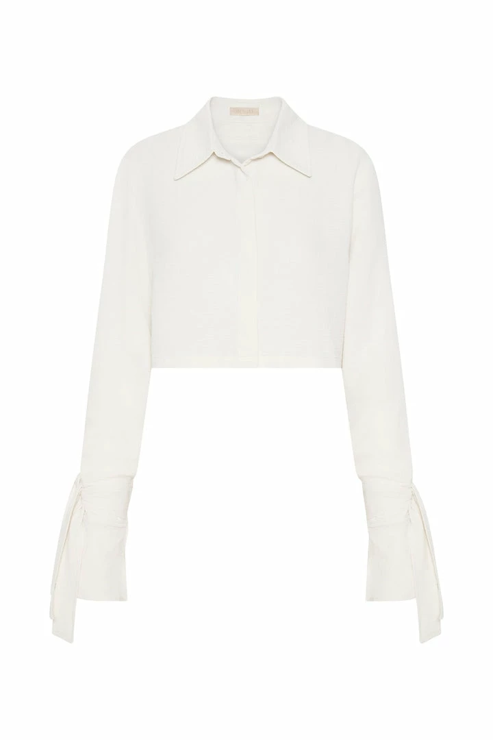 QNG Issy Cropped Shirt - Ivory All Tops 6 QNG Issy Cropped Shirt - Ivory All Tops